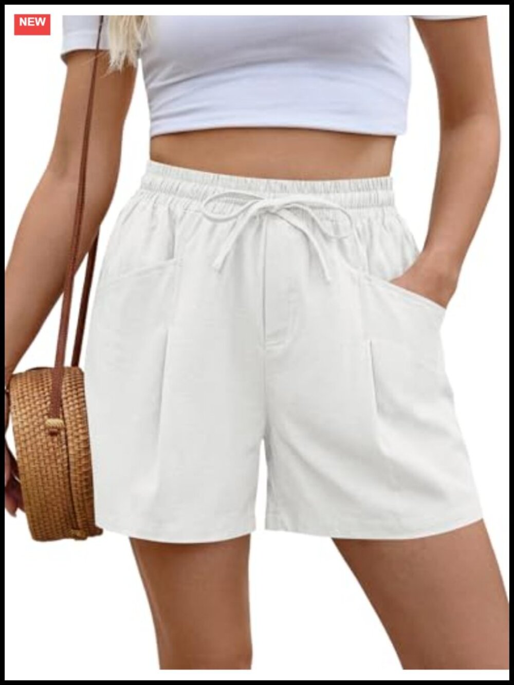 Linen Cotton Wide Leg Summer Shorts with Pockets
